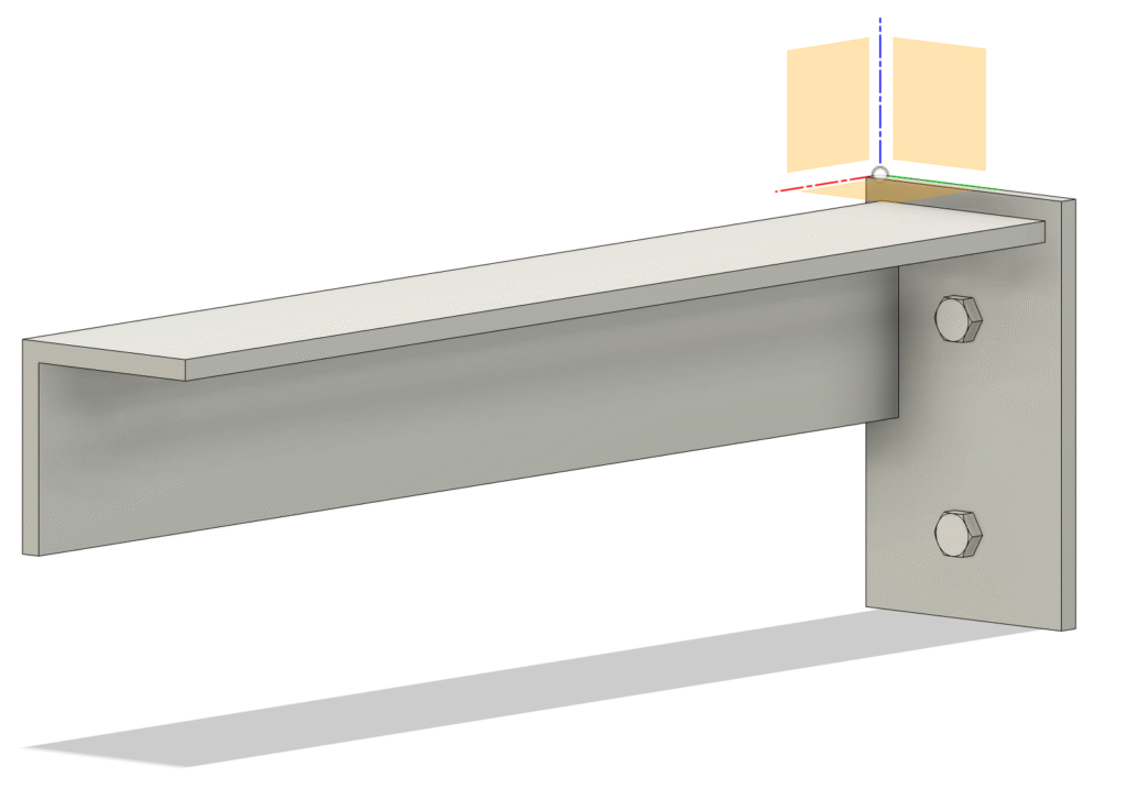 Fusion 片持梁ブラケットのモデルの見た目が完了